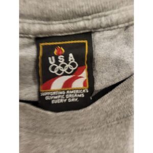 VINTAGE Olympic USA‎ Men T-Shirt Large Gray Logo Short Sleeve Crew Neck 90s